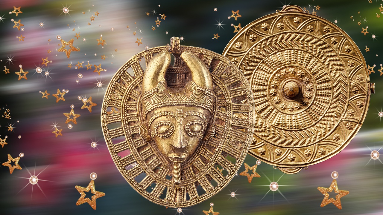 Zwei Gold-Anhänger von den Baule aus Côte d'Ivoire und den Akan-Ashanti in Ghana